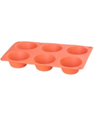 Forma MagicHome, na pečenie, na 6 muffinov, silikón, červená, 23,7x16x3 cm