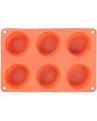 Forma MagicHome, na pečenie, na 6 muffinov, silikón, červená, 23,7x16x3 cm