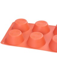 Forma MagicHome, na pečenie, na 6 muffinov, silikón, červená, 23,7x16x3 cm