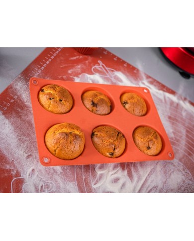 Forma MagicHome, na pečenie, na 6 muffinov, silikón, červená, 23,7x16x3 cm