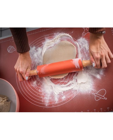 Valček MagicHome, na cesto, silikón, s drevenými rúčkami, 37,5 cm