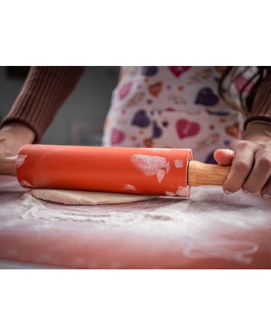 Valček MagicHome, na cesto, silikón, s drevenými rúčkami, 37,5 cm