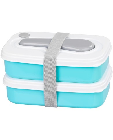 Obedár MagicHome, hranatý, 2 dielny, s vidličkou/lyžicou, 2x 1000 ml, 20,8x13,5x12,4 cm