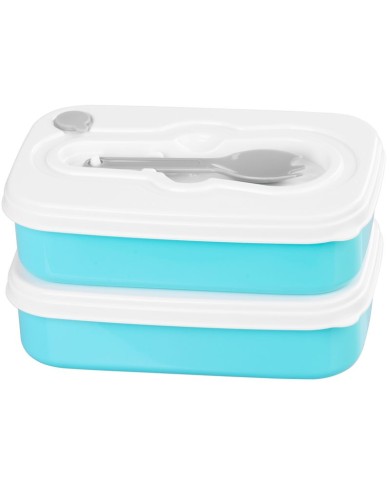 Obedár MagicHome, hranatý, 2 dielny, s vidličkou/lyžicou, 2x 1000 ml, 20,8x13,5x12,4 cm