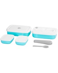 Obedár MagicHome, hranatý, 2 dielny, s vidličkou/lyžicou, 2x 1000 ml, 20,8x13,5x12,4 cm