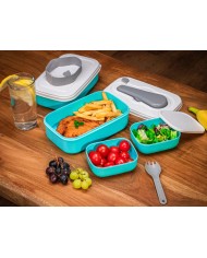 Obedár MagicHome, hranatý, 2 dielny, s vidličkou/lyžicou, 2x 1000 ml, 20,8x13,5x12,4 cm