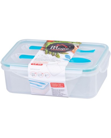 Obedár MagicHome, hranatý, s vidličkou a lyžicou, 2 priehradky, 1500 ml, 22x15,2x7,6 cm
