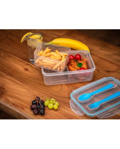 Obedár MagicHome, hranatý, s vidličkou a lyžicou, 2 priehradky, 1500 ml, 22x15,2x7,6 cm