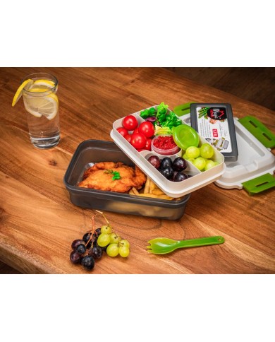 Obedár MagicHome, hranatý, s vidličkou/lyžicou, 1200 ml, 23x15x8,8 cm