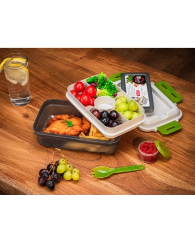 Obedár MagicHome, hranatý, s vidličkou/lyžicou, 1200 ml, 23x15x8,8 cm