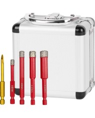 Sada vyrezávačov Strend Pro Premium, 6-8-10-12 mm, HEX, 6 mm vrták do skla diamant, korunky, professional