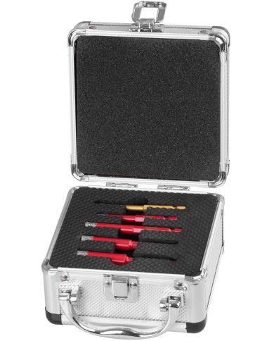 Sada vyrezávačov Strend Pro Premium, 6-8-10-12 mm, HEX, 6 mm vrták do skla diamant, korunky, professional