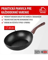Panvica Wok MagicHome Black Marble Line, 28 cm