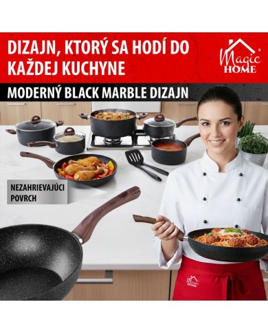 Panvica Wok MagicHome Black Marble Line, 28 cm