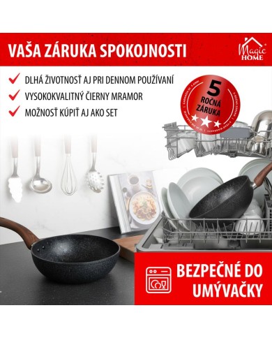Panvica Wok MagicHome Black Marble Line, 28 cm