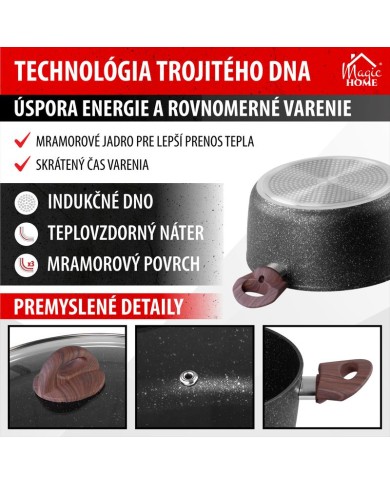 Hrniec MagicHome Black Marble Line, 28 cm, 5900 ml, s pokrievkou