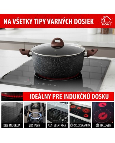 Hrniec MagicHome Black Marble Line, 28 cm, 5900 ml, s pokrievkou