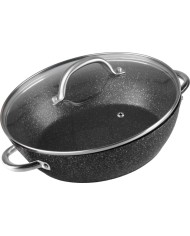 Hrniec MagicHome Black Marble Line, plytký, 26 cm, 2800 ml, s pokrievkou, pekáč do rúry