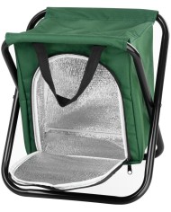 Stolička Strend Pro, zelená, skladacia, kempingová, rybárska, s chladiacim úložným priestorom, max. 150 kg, 32x27x34 cm