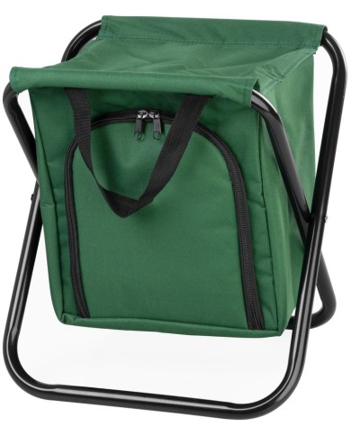 Stolička Strend Pro, zelená, skladacia, kempingová, rybárska, s chladiacim úložným priestorom, max. 150 kg, 32x27x34 cm