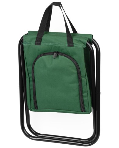 Stolička Strend Pro, zelená, skladacia, kempingová, rybárska, s chladiacim úložným priestorom, max. 150 kg, 32x27x34 cm