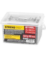 Sada vrutov Strend Pro, skrutky do sadrokartónu, 3,5x25 mm, s 2x bitmi a magnetickým držiakom, v dóze, bal. 1000 ks