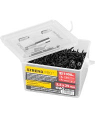 Sada vrutov Strend Pro, skrutky do sadrokartónu, 3,5x25 mm, s 2x bitmi a magnetickým držiakom, v dóze, bal. 1000 ks