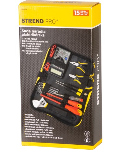 Sada náradia Strend Pro CMT-05.0215 • 15 dielna, elektrikárska + multimeter, v brašni
