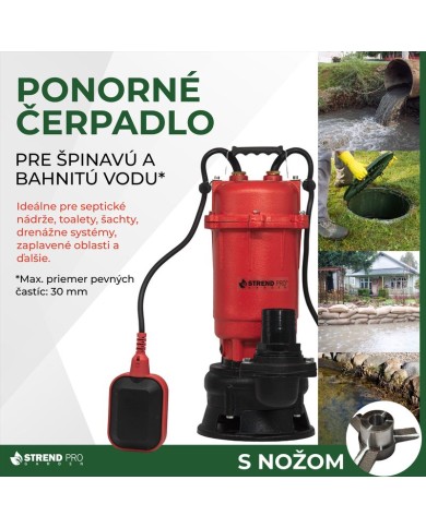 Čerpadlo Strend Pro Garden QDX5, 900W, kalové, 20000 l/h, kábel 10 m, s nožom, do septiku