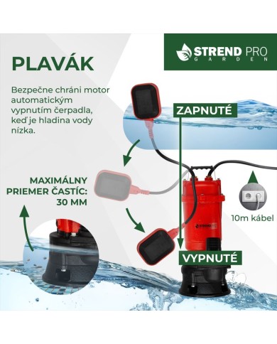 Čerpadlo Strend Pro Garden QDX5, 900W, kalové, 20000 l/h, kábel 10 m, s nožom, do septiku