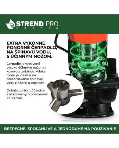 Čerpadlo Strend Pro Garden QDX5, 900W, kalové, 20000 l/h, kábel 10 m, s nožom, do septiku