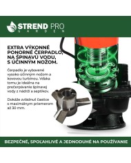 Čerpadlo Strend Pro Garden QDX5, 900W, kalové, 20000 l/h, kábel 10 m, s nožom, do septiku