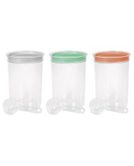 Dóza Curver® DRY FOOD, 1700 ml, s odmerkou, mix farieb mint/sivá/broskyňová, 130x190 mm