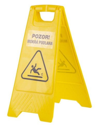 Tabuľa výstražná "POZOR, MOKRÁ PODLAHA", 60x30 cm, polepená, text v EN a SK
