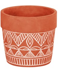 Dekorácia MagicHome, Kvetináč s mozaikou, terakota, cement, 13,8x13,8x12,5 cm