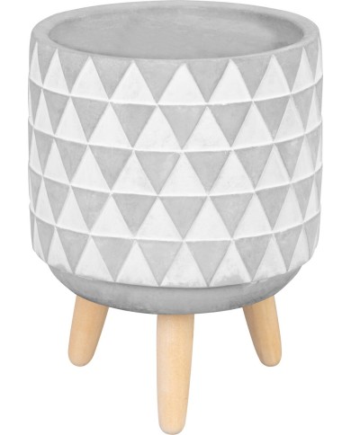 Dekorácia MagicHome, Kvetináč s mozaikou, sivý/biely, cement, s nožkami, 13x13x12 cm