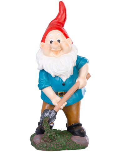 Dekorácia MagicHome, Trpaslík s lopatou, polyresin, 13,5x13x31 cm