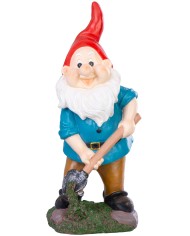 Dekorácia MagicHome, Trpaslík s lopatou, polyresin, 13,5x13x31 cm
