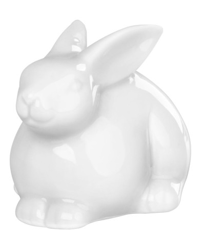 Dekorácia MagicHome, Zajačik, biely, porcelán, veľkonočný, 10,4x7,3x7,1 cm