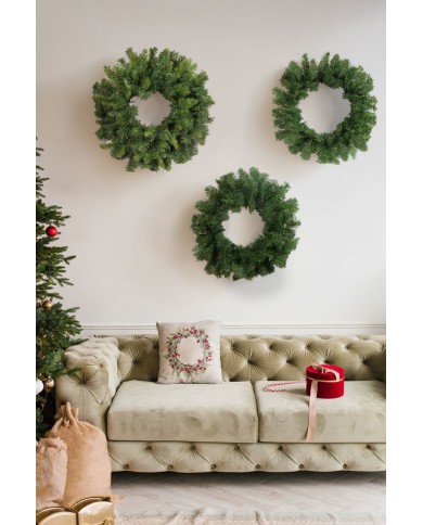 Veniec MagicHome Vianoce, prírodný, 45 cm, 100 vetiev, HUSTÝ