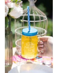 Pohár MagicHome, sklenený, so slamkou, s farebným viečkom, sklo, 480 ml