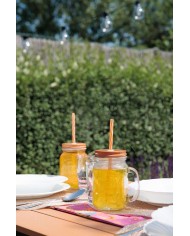 Pohár MagicHome, sklenený, so slamkou, s farebným viečkom, sklo, 480 ml