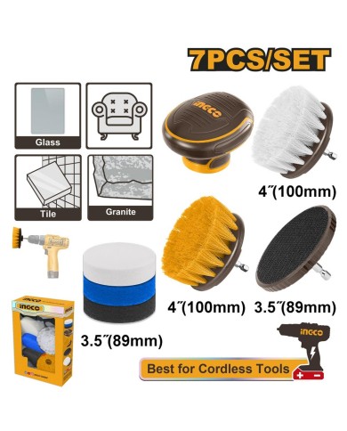 Kefa na rotačné čistenie pre uťahovačky 7ks sada INGCO