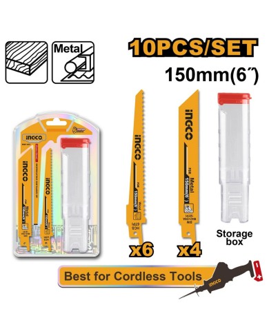 List pílový MIX na drevo a kov INGCO, sada 10ks do chvostovej píly