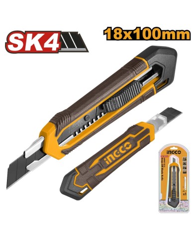 Nôž lamaci 18mm s tlačítkom, ergonomické telo INGCO 1x čepel