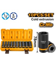 Gola sada orechy 1/2" pre rázové uťahováky, sada 10 dielna INGCO INDUSTRIAL