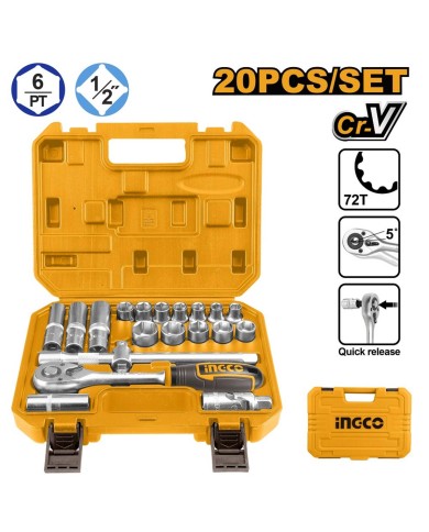 Gola sada 20ks 1/2" v kufriku INGCO Industrial