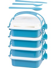 Obedár MagicHome, hranatý, 4 dielny, s príborom, 4x 800 ml, 160x195x260 mm