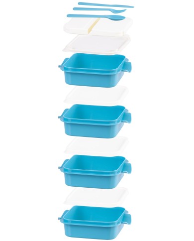 Obedár MagicHome, hranatý, 4 dielny, s príborom, 4x 800 ml, 160x195x260 mm