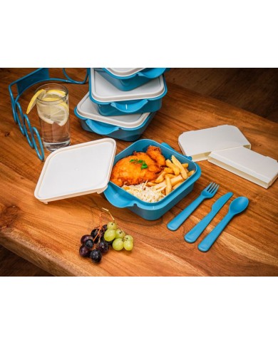 Obedár MagicHome, hranatý, 4 dielny, s príborom, 4x 800 ml, 160x195x260 mm